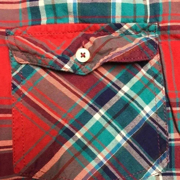 Forever 21 Red & Green Flannel Button Down, Small - Picture 3 of 3